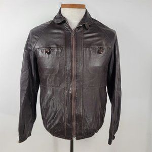 Vintage Demian Brown Leather Jacket Full Zip Mens Size 38